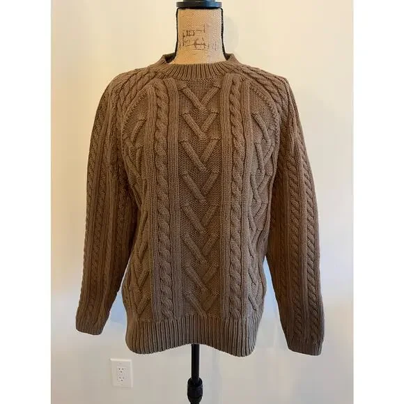 Express Brown Cable Knit Thick Sweater Size Large - Picture 1 of 3